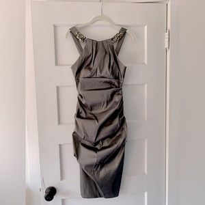 Caché - silver/gray ruched dress - size 6